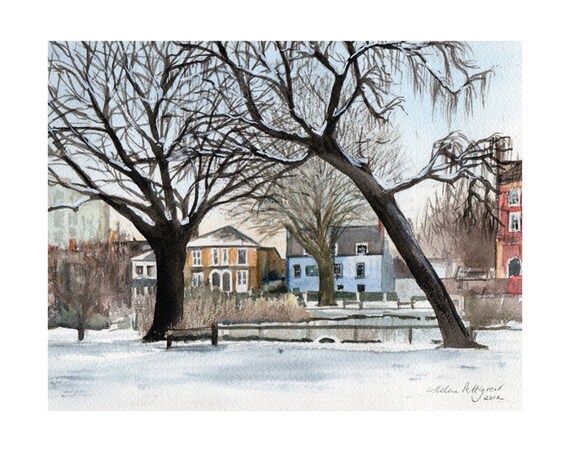 London Barnes Pond In The Snow Limited Edition Giclee Etsy