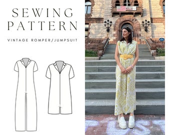 Women's breezy romper / jumpsuit sewing digital PDF pattern / Size XS-XL / instant download