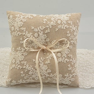 ring bearer pillow, white lace ring bearer pillow, wedding ring pillow  line