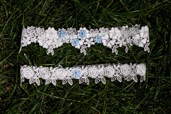 something blue bridal garter, wedding garter, bride garter, white lace garter, lace garter, vintage lace garter