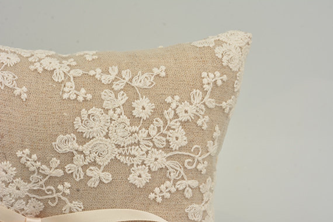 Ring Bearer Pillow White Lace Ring Bearer Pillow Wedding Etsy
