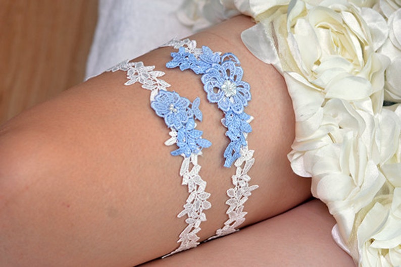 something blue garter set wedding garter lace garter bride garter set blue bridal garter set