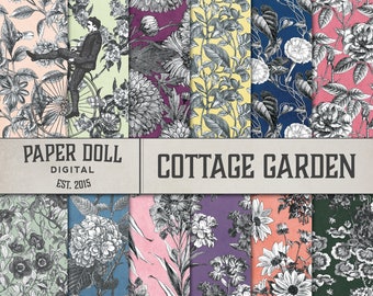 Vintage Floral Digital Paper - Victorian Floral - Vintage Scrapbooking, Junk Journal - Spring Digital Paper -  Instant Download - 12 Sheets