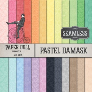 Petite Damask Seamless Digital Paper Paper - Damask Scrapbooking, Junk Journal Paper - Instant Download - 24 Sheets