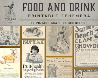 Vintage Food & Drink Ephemera - 80 Printable Images (PDF)