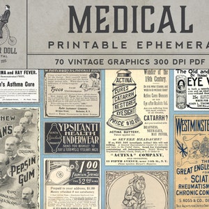 Printable Medical Ephemera - PDF - Vintage Magazine - Scrapbooking - Junk Journal - Cardmaking -  70 Images - Instant Download