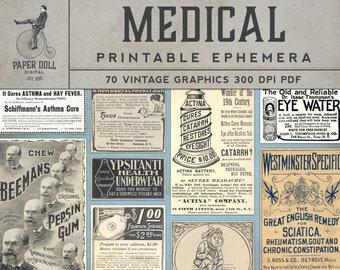 Printable Medical Ephemera - PDF - Vintage Magazine - Scrapbooking - Junk Journal - Cardmaking -  70 Images - Instant Download