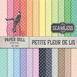 Petite fleur de lys sans couture numérique papier - scrapbooking fleur de lys, papier journal indésirable - téléchargement immédiat - 24 feuilles