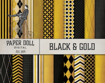 Carta digitale nera e oro – Scrapbook e Junk Journal (download immediato)