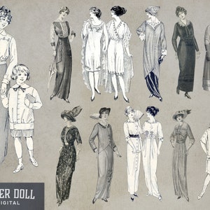 Vintage Fashion Clipart 1910s Clipart Vintage