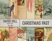 Vintage Christmas Digital Paper - Victorian Christmas Scrapbooking - Victorian Junk Journal - Instant Download - 12 Sheets