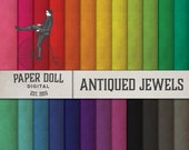 Jewel Tone Digital Paper - Textured Scrapbooking, Junk Journal Paper - Distressed Digital Paper - Instant Download - 24 Colors