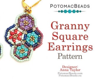 Modèle de boucles d'oreilles carrées de grand-mère par Anna Taylor