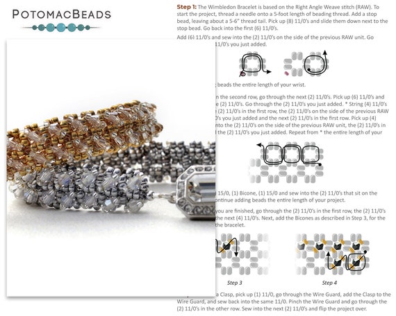 Wimbledon Bracelet Pattern by Allie Buchman Etsy Australia