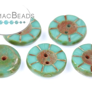 Table Cut Buttons - Opaque Jade Travertine 7x14mm (Pack of 5)