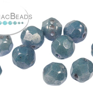 Faceted RounTrio® Beads - White Baby Blue Luster 6mm (Pack of 300)
