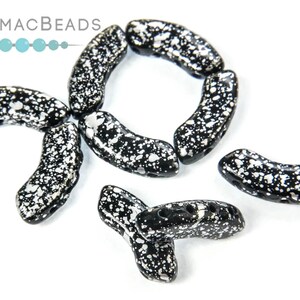 QuadBow Beads - Jet Silver Splash 6x15mm (Pack of 20)