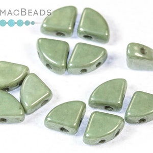 PieDuo Beads - White Teal Luster 6x8mm (Pack of 50)