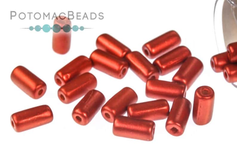 95 beads per tube Tubelet Beads Lava Red 6x2.8mm