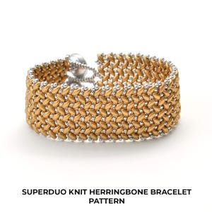 SuperDuo Knit Herringbone Bracelet Pattern by Allie Buchman