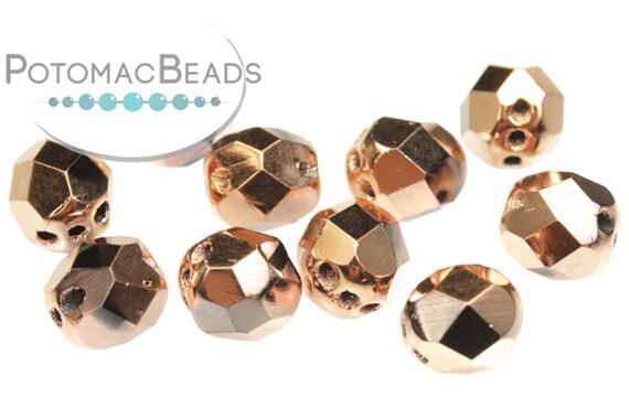 25 Perles Facettées Bohême 6 Mm - Couleur Capri Gold, Pour Créations Bijoux