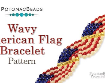 Wavy American Flag Bracelet Pattern by Allie Buchman