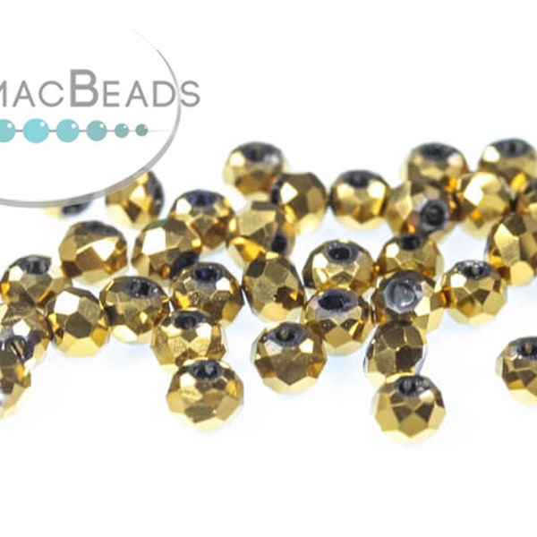 Potomac Crystal Rondelles - Metallic Gold Iris 1.5x2mm (Pack of 200)