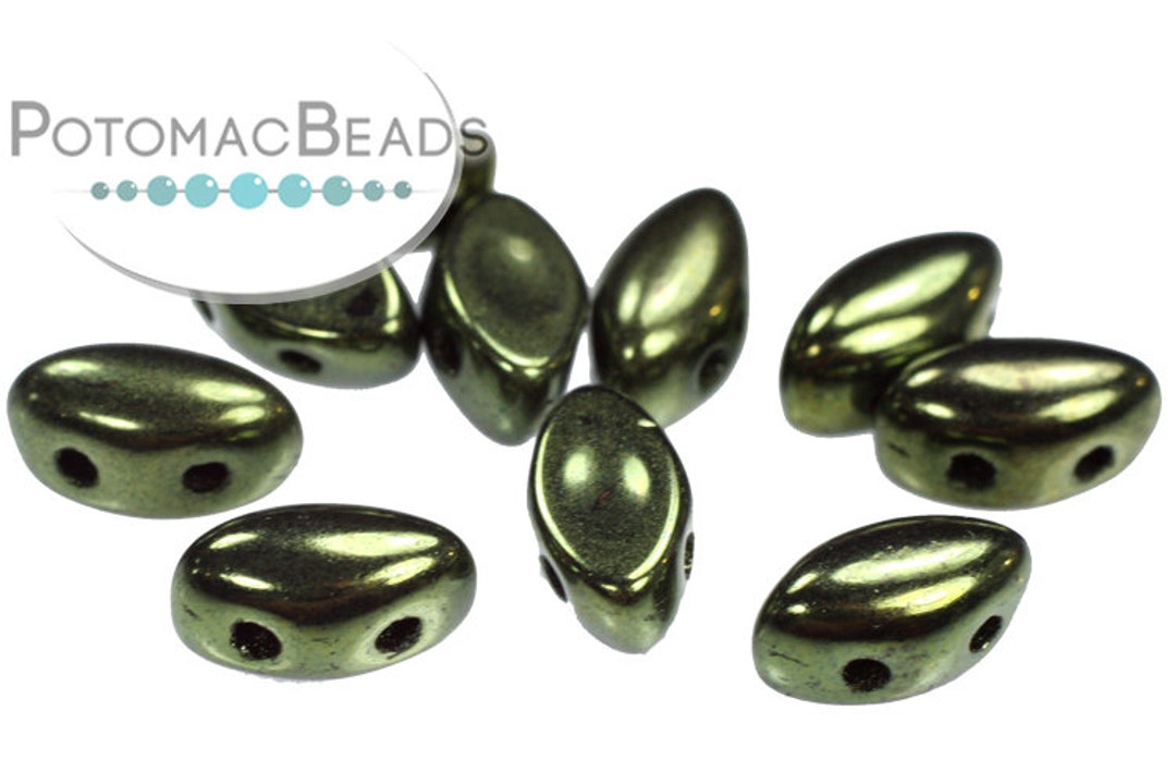 Irisduo Beads Jet Red Luster metallic Green 7x4mm pack of 50