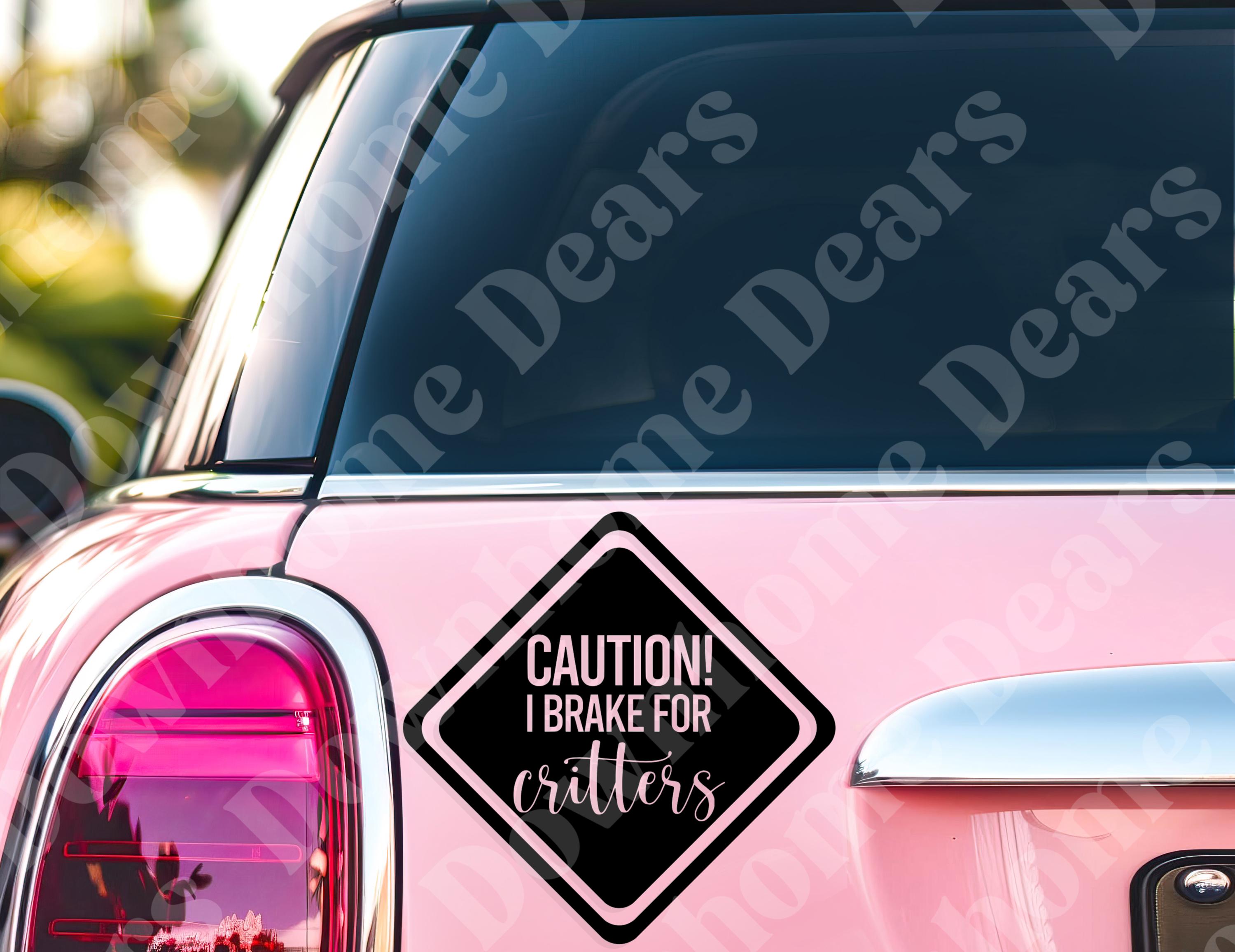 Caution! I Brake for Critters Vinyl Decal | Retro Groovy Car Sticker - Etsy