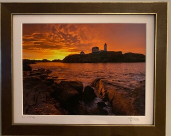 Fire in the Sky (at Nubble Lighthouse) framed 11x14 print.