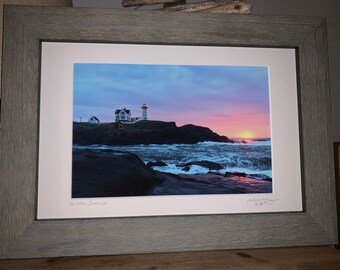 Winter Sunrise at the Nubble framed 8X12 print