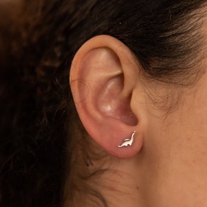 Sterling Silver Dinosaur Stud Earrings: Handmade Diplodocus Jewelry