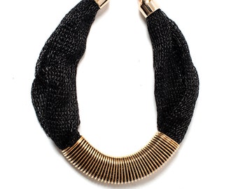 Shimmering Black Statement Necklace