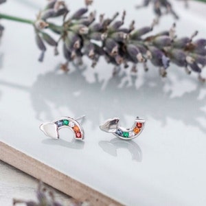 Pendientes de plata de ley con circonitas arcoíris: Nubes de colores