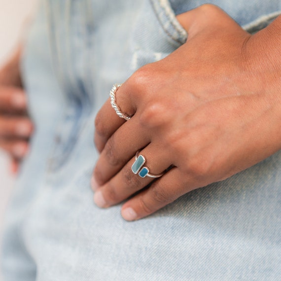 Womens Silver & Blue Statement Ring