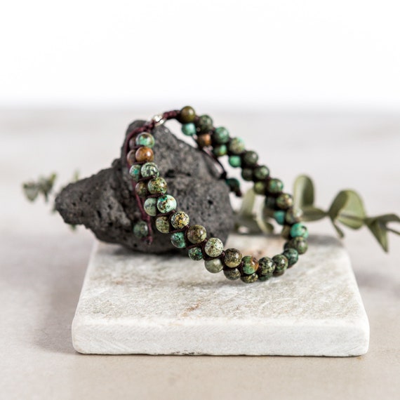 Men's African Turquoise Beaded Bracelet