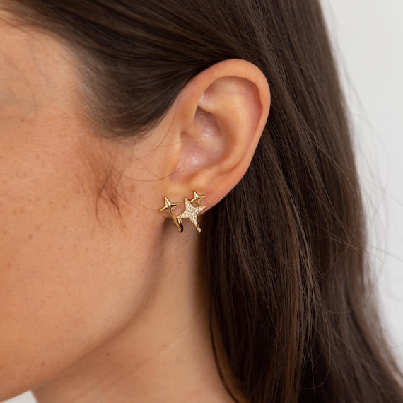 Gold Plated Shooting Star Wrap Earrings