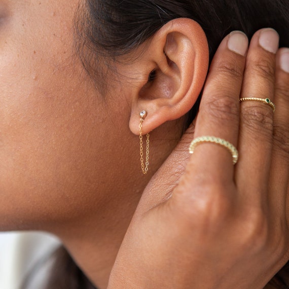 14K Gold Filled Chain Wrap Stud Earrings