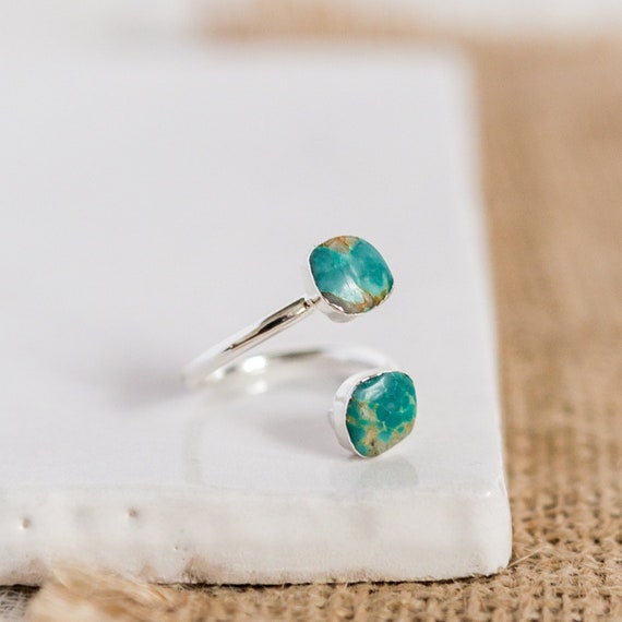 Silver Turquoise Double Ring