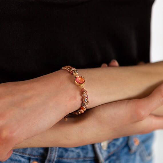 Natural Red Jasper Stone Charm Bracelets