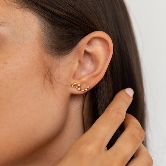 Gold And Silver Big Dipper Asterism Stud Earrings