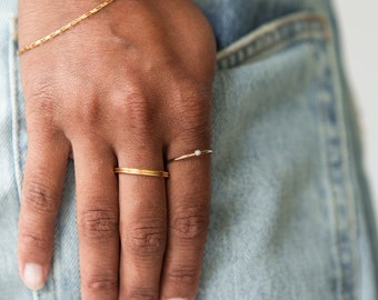 Womens Minimal Gold Filled Opal Stacking Ring, Simple Gold Opal Ring, Thin Dainty Stack Rings Woman, Stylish Opal Jewelry