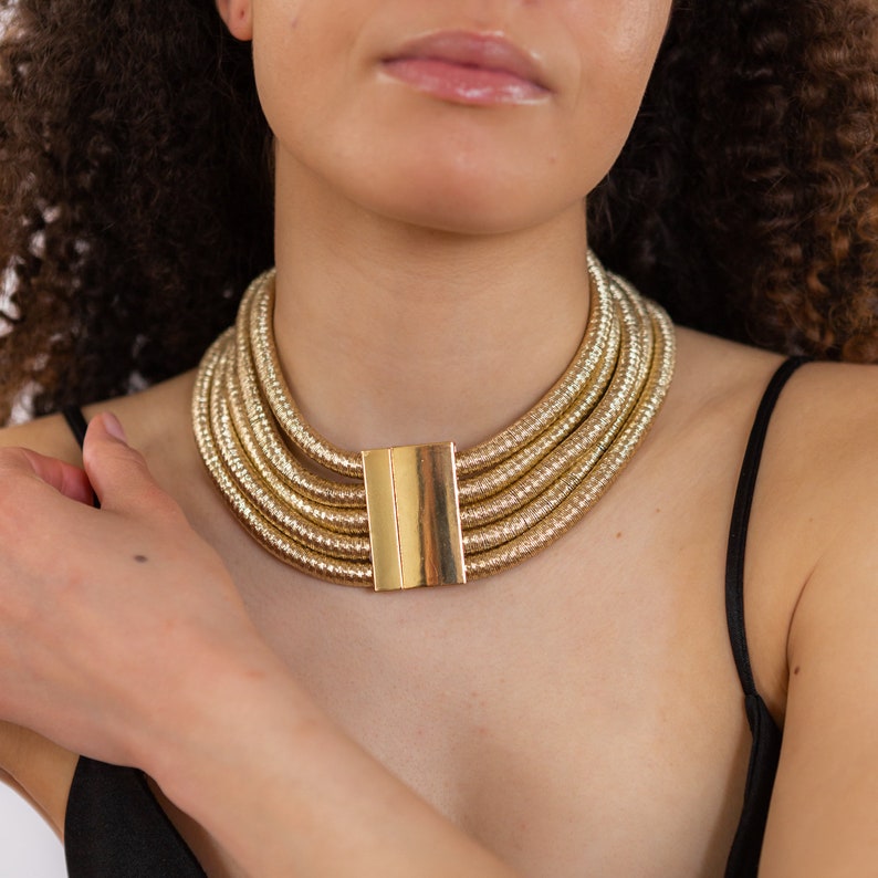 The Egyptian Collar Silver, Gold or Black Statement Necklace image 3