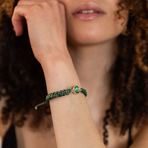 Natural Green Jasper Stone Charm Bracelets