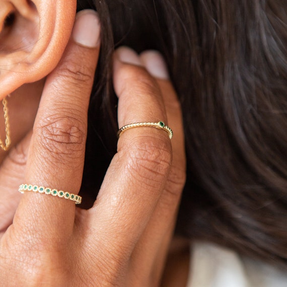 14K Gold Plated Emerald Zircon Ring