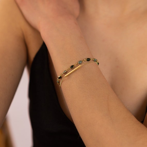 14K Gold Plated Adjustable Bead Bracelet