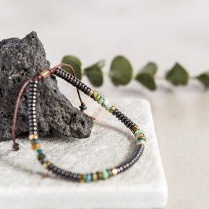 Men's Natural Green Jasper Stone Bracelet