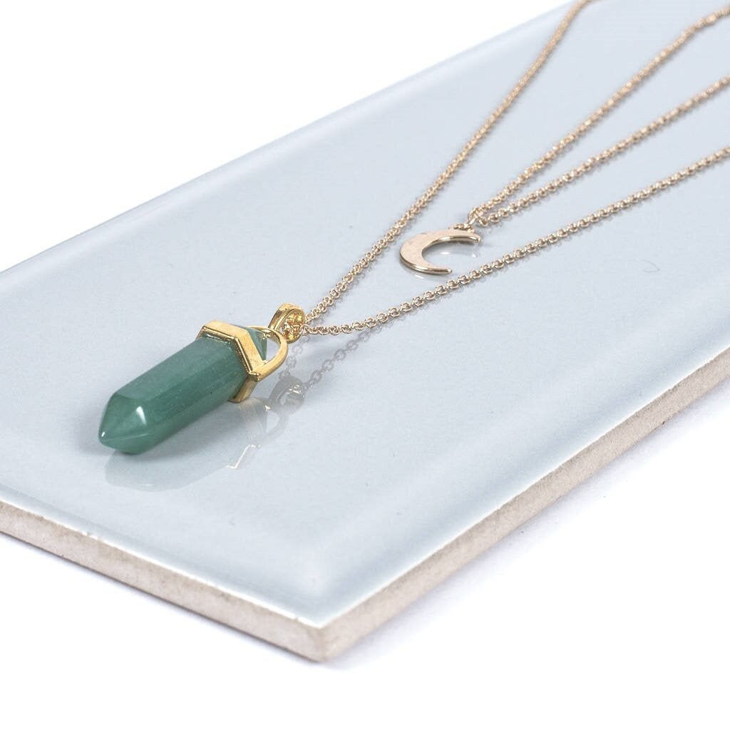 Aventurine Gold Gemstone Necklace 