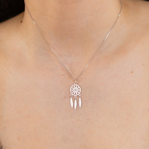 Silver Dream Catcher Pendant Necklace