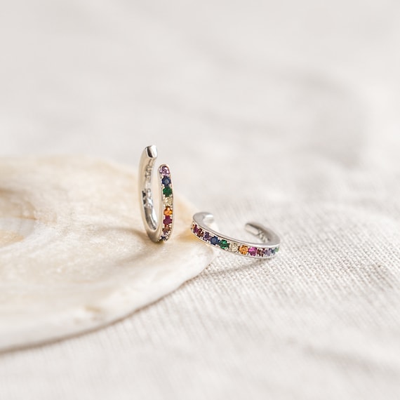 Silver Rainbow Ear Cuff